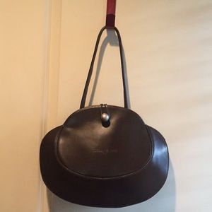 Tiffany & Fred Dark Brown Rounded Leather Shoulder Bag